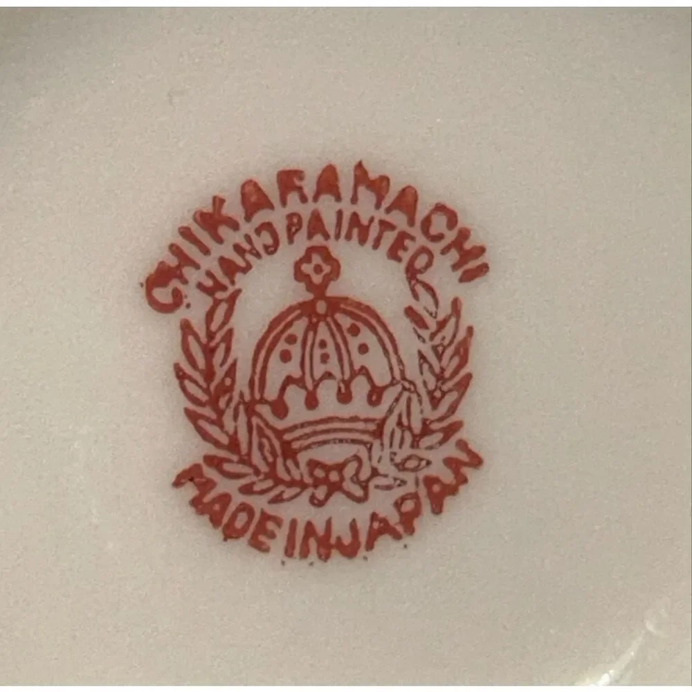 Vintage Chikaramachi Hand Painted Porcelain Creamer  Saucer Made In Japan